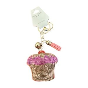 Pink‎ and Gold Cupcake Keychain